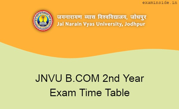 JNVU BCOM 2nd Year Time Table 2021