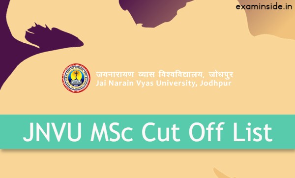 JNVU MSc Cut Off List 2021