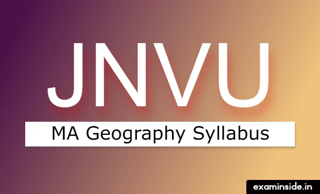 JNVU MA Geography Syllabus 2021
