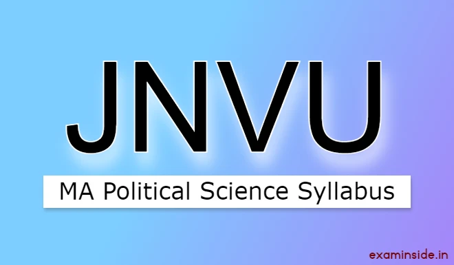 JNVU MA Political Science Syllabus 2023