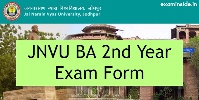 JNVU BA 2nd Year Exam Form 2023