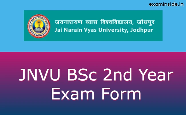 JNVU BSc 2nd Year Exam Form 2022
