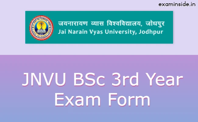 JNVU BSc Final Year Exam Form 2022