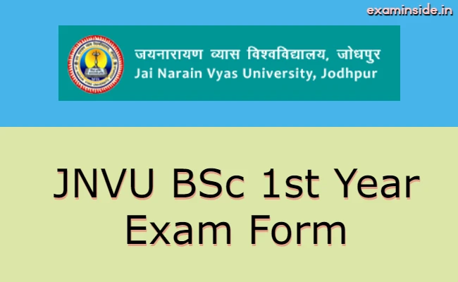 JNVU BSc 1st Year Exam Form 2023