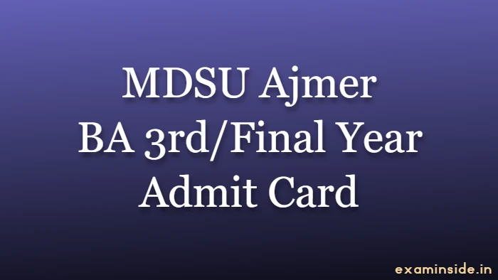 MDSU BA 3rd Year Admit Card 2023