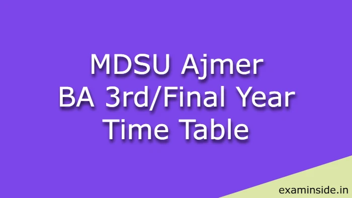 MDSU BA 3rd Year Time Table 2022