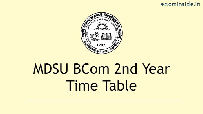 MDSU BCom 2nd Year Exam Date 2022