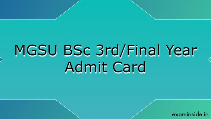 MGSU BSc Final Year Admit Card 2022