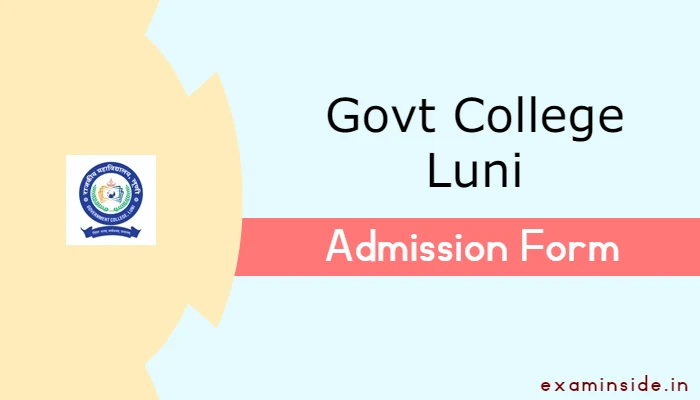 Govt College Luni Admission 2022