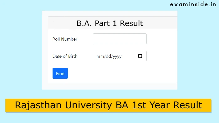 Rajasthan University BA 1st Year Result 2022