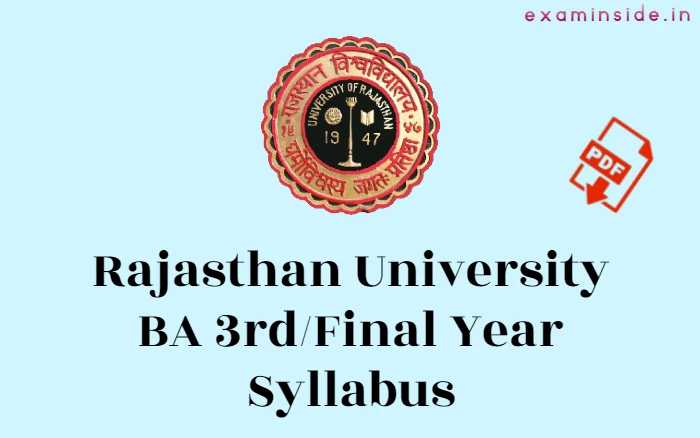 Uniraj BA 3rd Year Syllabus 2022, Rajasthan University BA 3rd Year Syllabus 2022