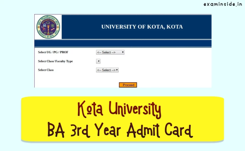 Kota University BA 3rd Year Admit Card 2023
