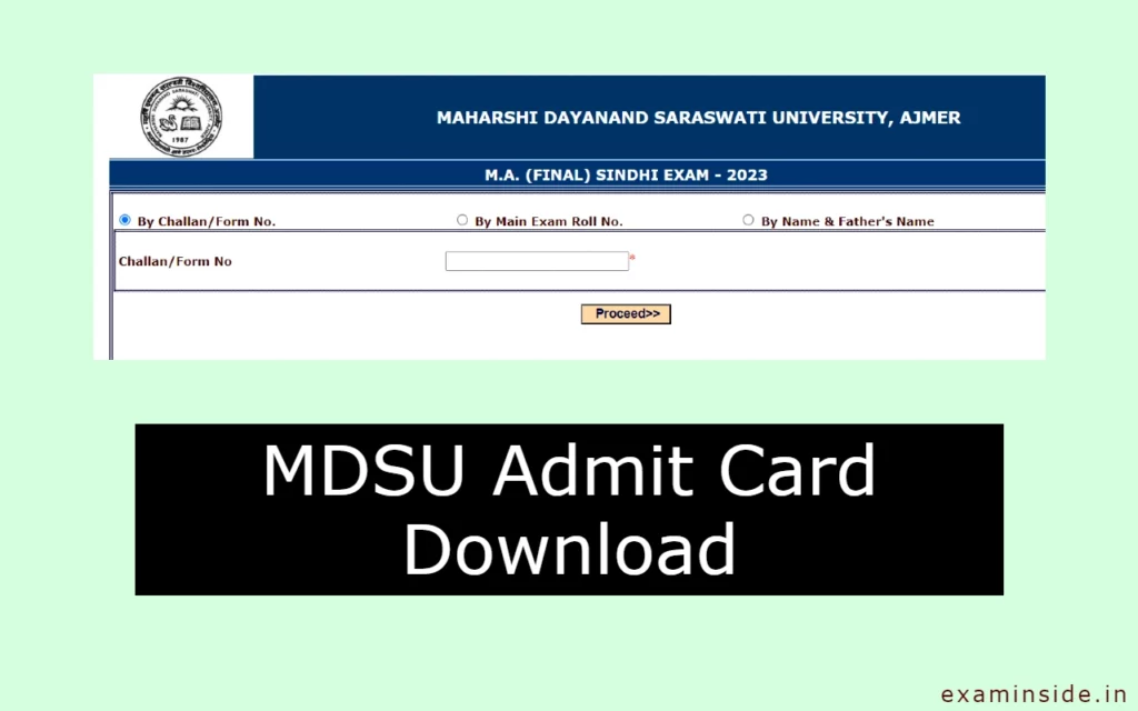 MDSU Admit Card 2023