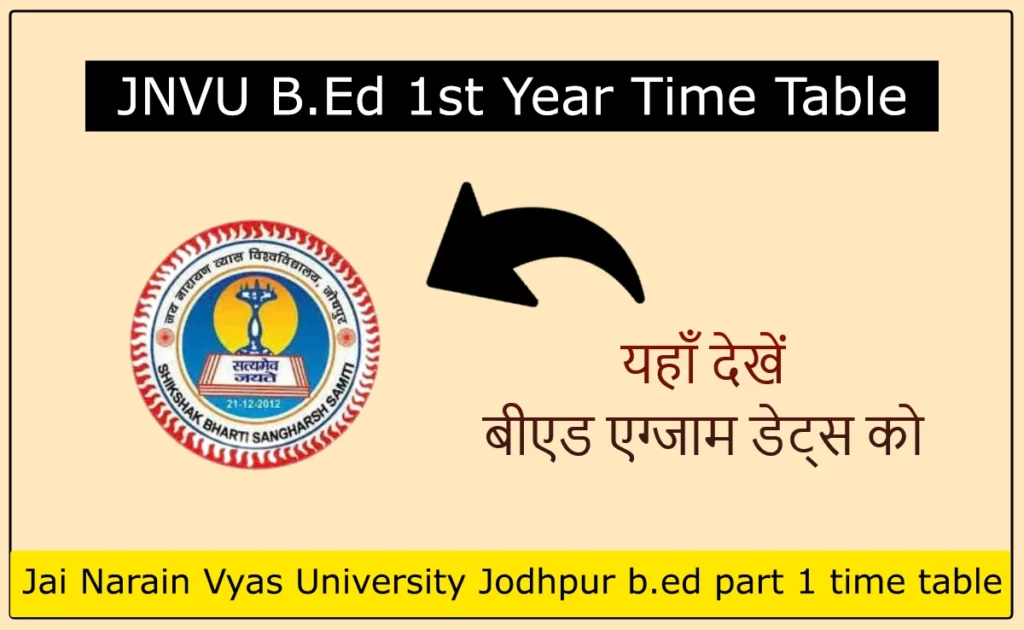 JNVU B.Ed 1st Year Time Table 2024