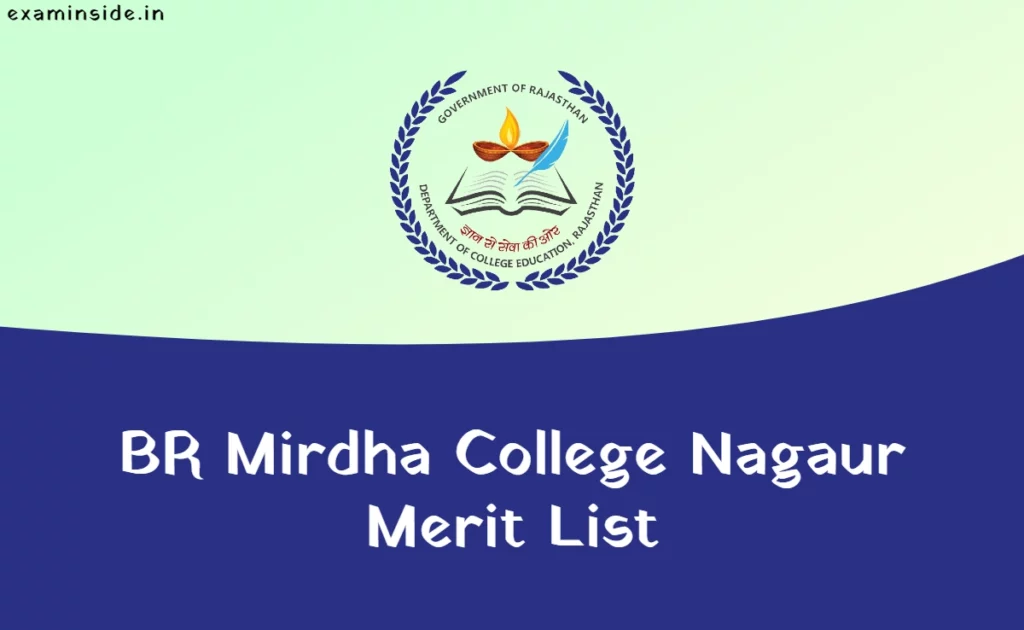 BR Mirdha College Nagaur Merit List 2023
