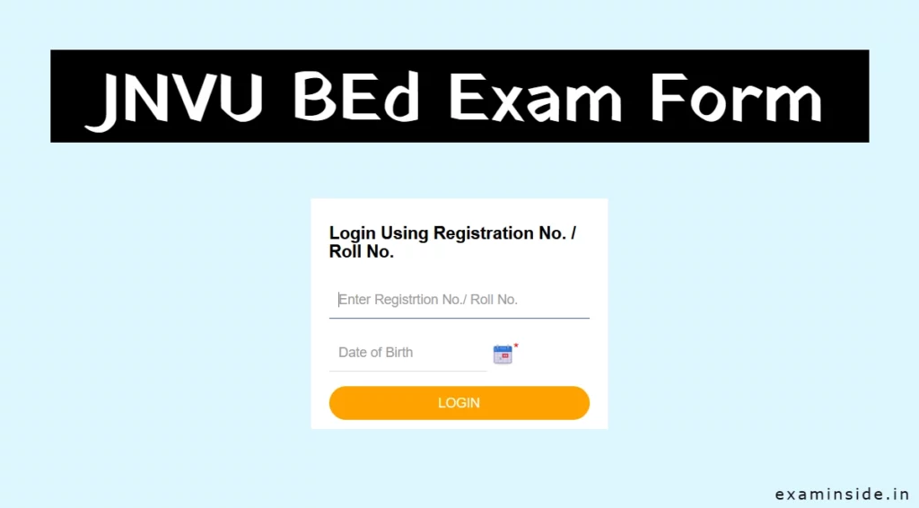 JNVU BEd Exam Form 2024